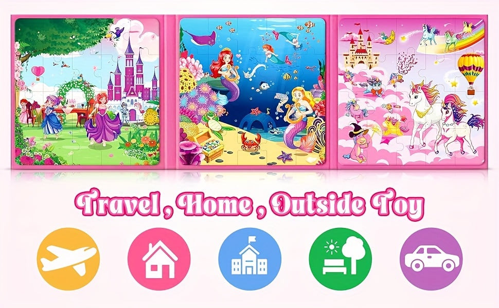 SYNARRY Unicorn Mermaid Princess magnetic puzzle,