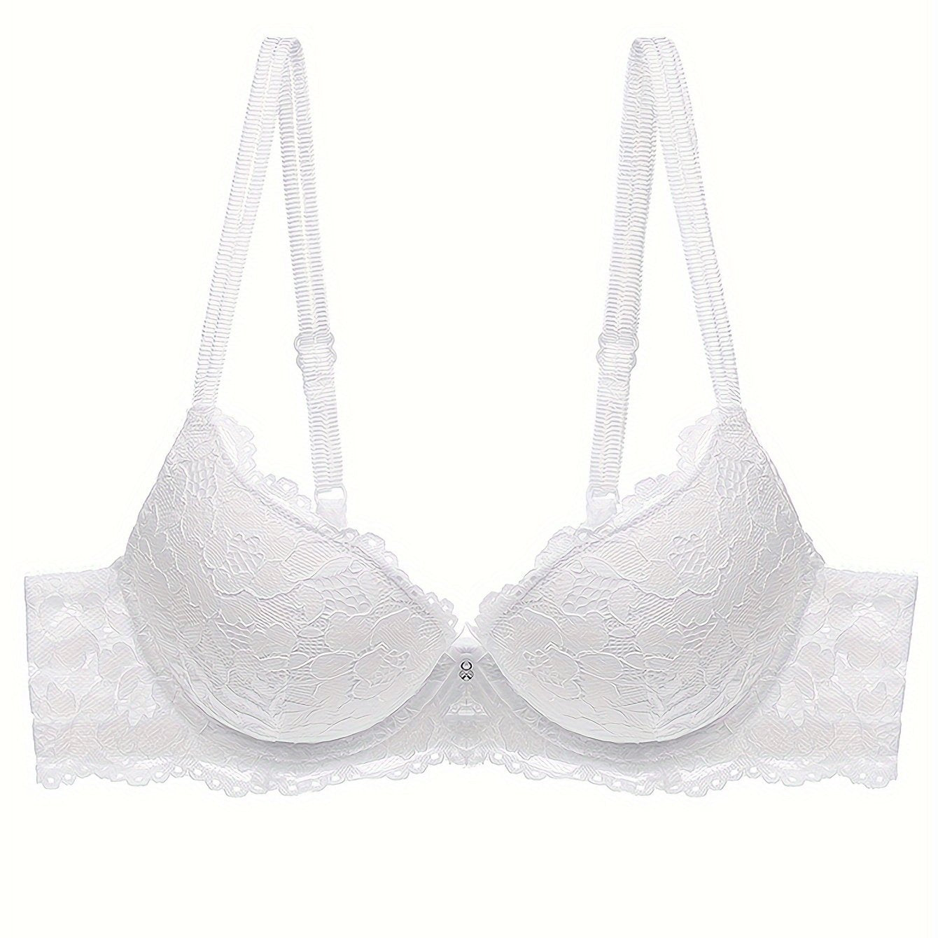Lace Full Cup Bra | Medium Support, Underwire, Non-Removable Padding, Solid Color