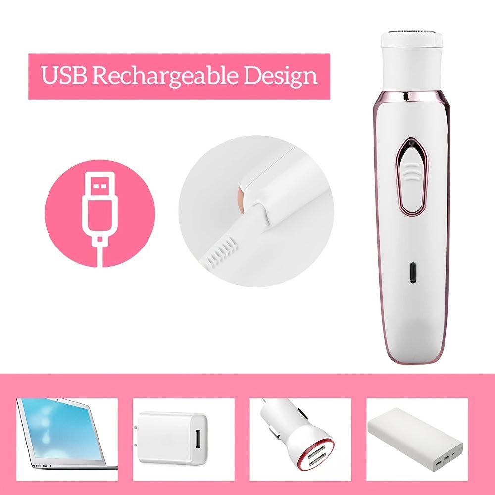 Electric Lady Shaver, Women Razors for Shaving Cordless 4-in-1 Shaver for Women Face, Legs and Underarm, Portable Bikini Trimmer Wet & Dry Hair Removal, Cordless - Micro USB Rechargeable