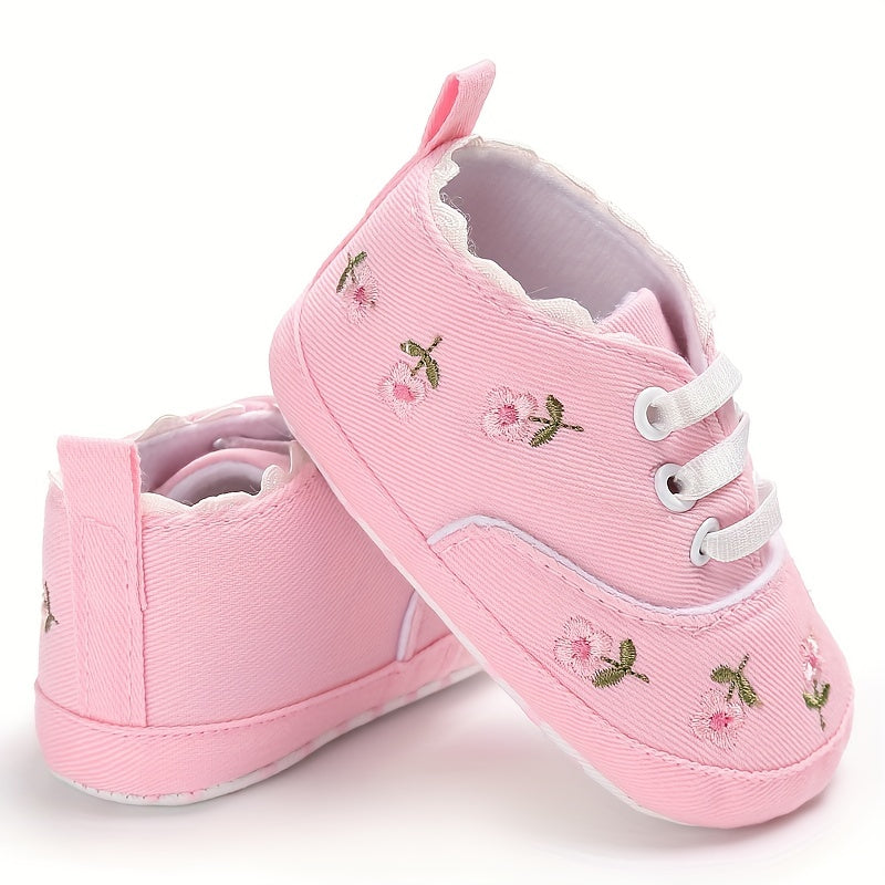 Baby Girls Lightweight Sports Shoes With Bowknot, Comfortable Non Slip Crib Shoes For Toddler Newborn Infant, Spring