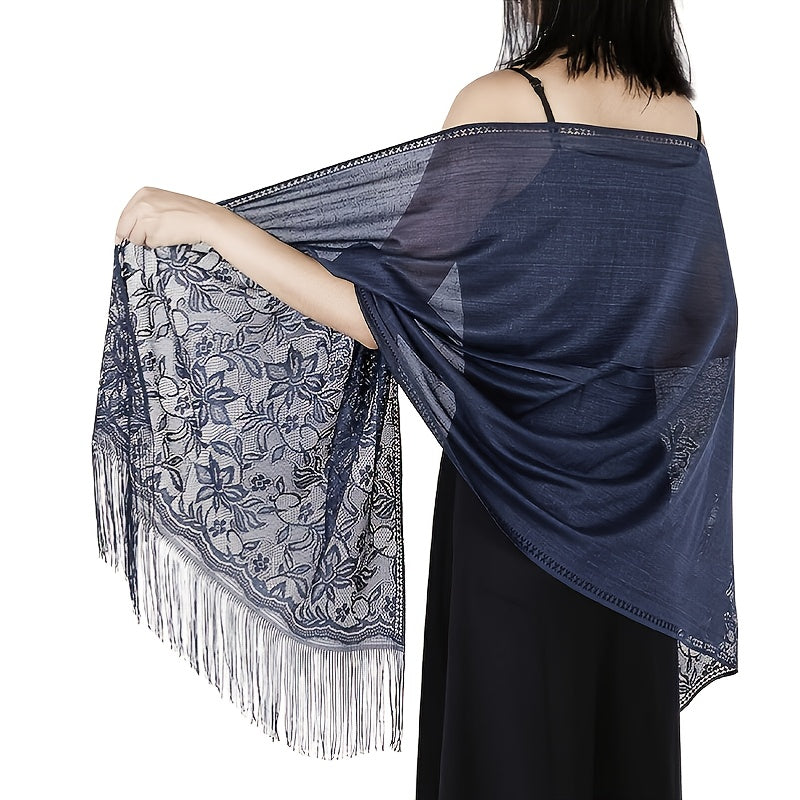 Solid Shawls Wraps For Evening Dresses Lightweight Scarfs For Women With Fringe Floral Lace Scarf For Wedding Party