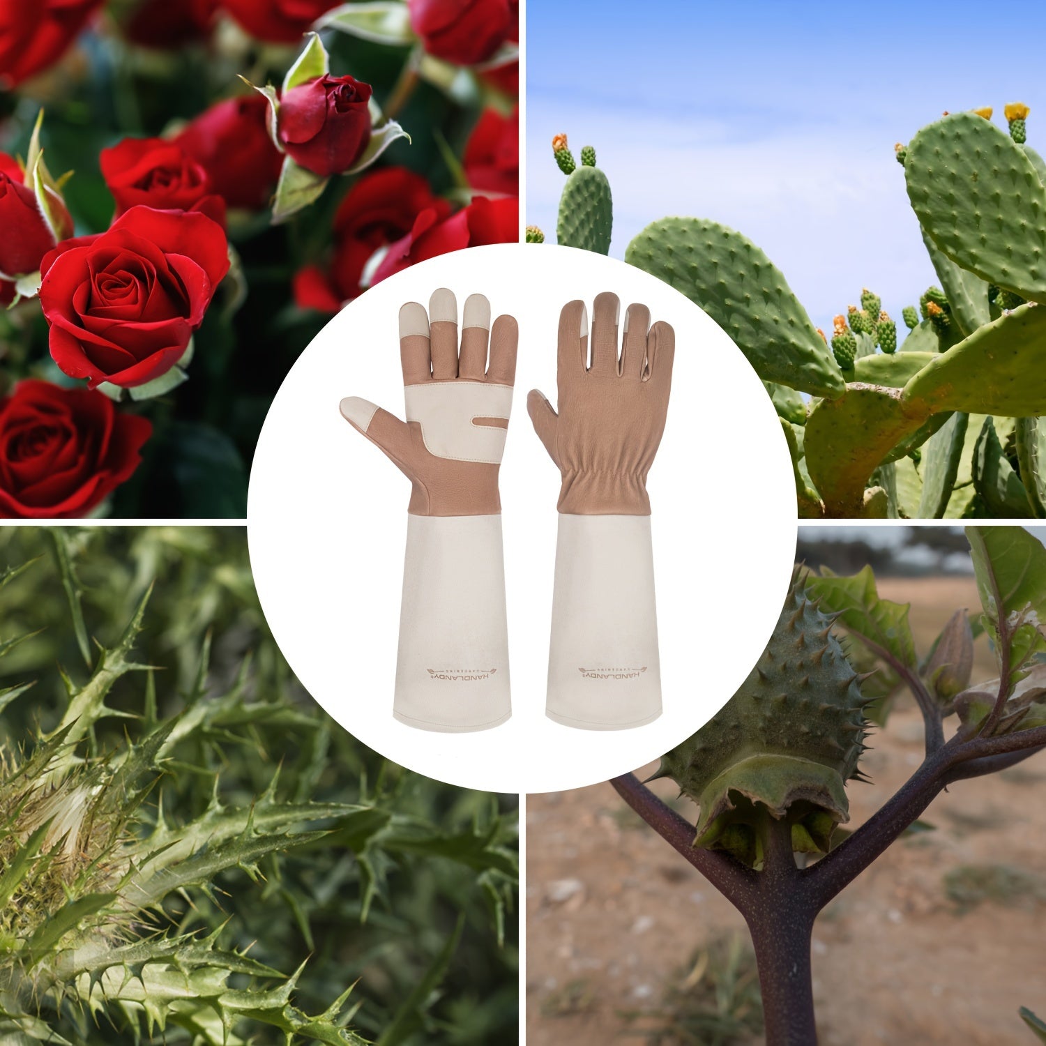 1 Pair Long Gardening Gloves for Men & Women, Thorn Proof Rose Pruning Gloves Genuine Leather Gauntlets Garden Gloves Yard Work Gloves