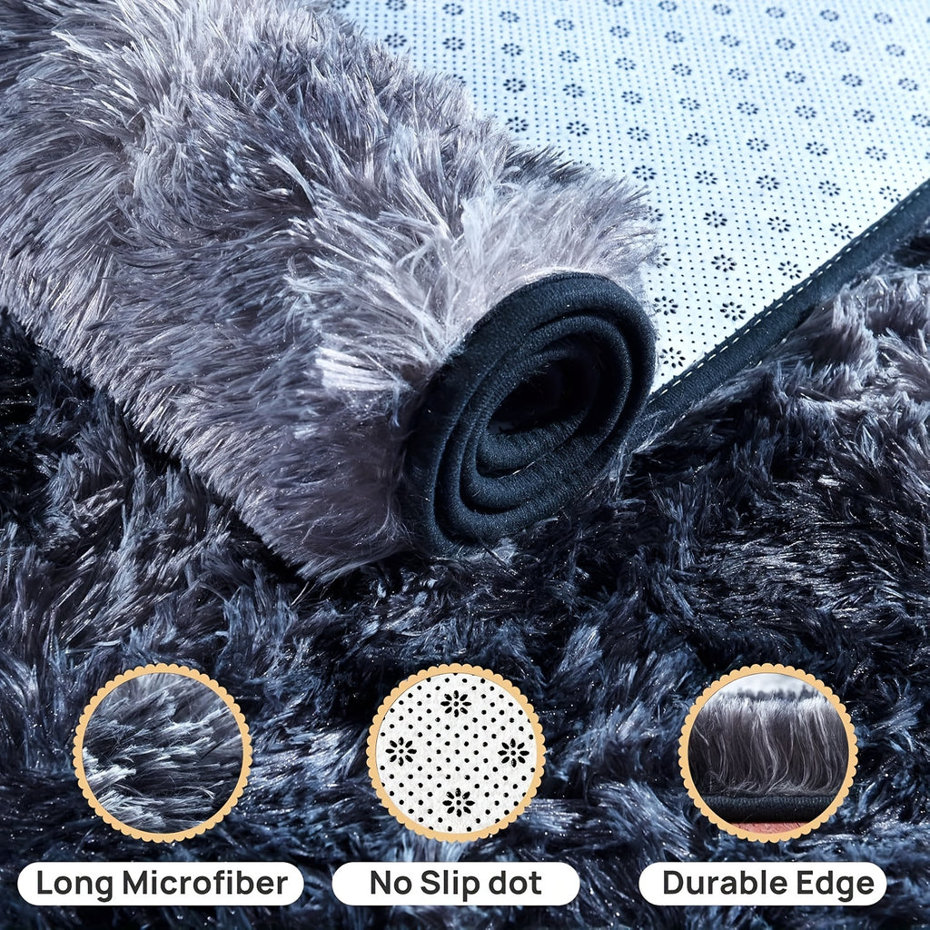 Large Area Rugs For Living Room, Tie-Dyed Shaggy Rug Fluffy Throw Carpets, Ultra Soft Plush Modern Indoor Fuzzy Rugs For Bedroom Home Decor, Tie Dyed-blue Gray
