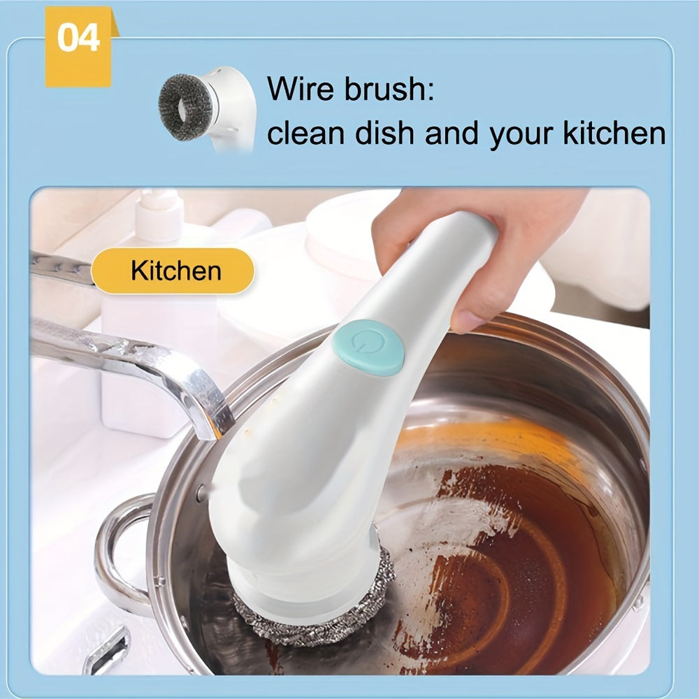5-in-1 Cordless Electric Spin Scrubber – USB Rechargeable, Versatile Cleaning Brush Set for Home