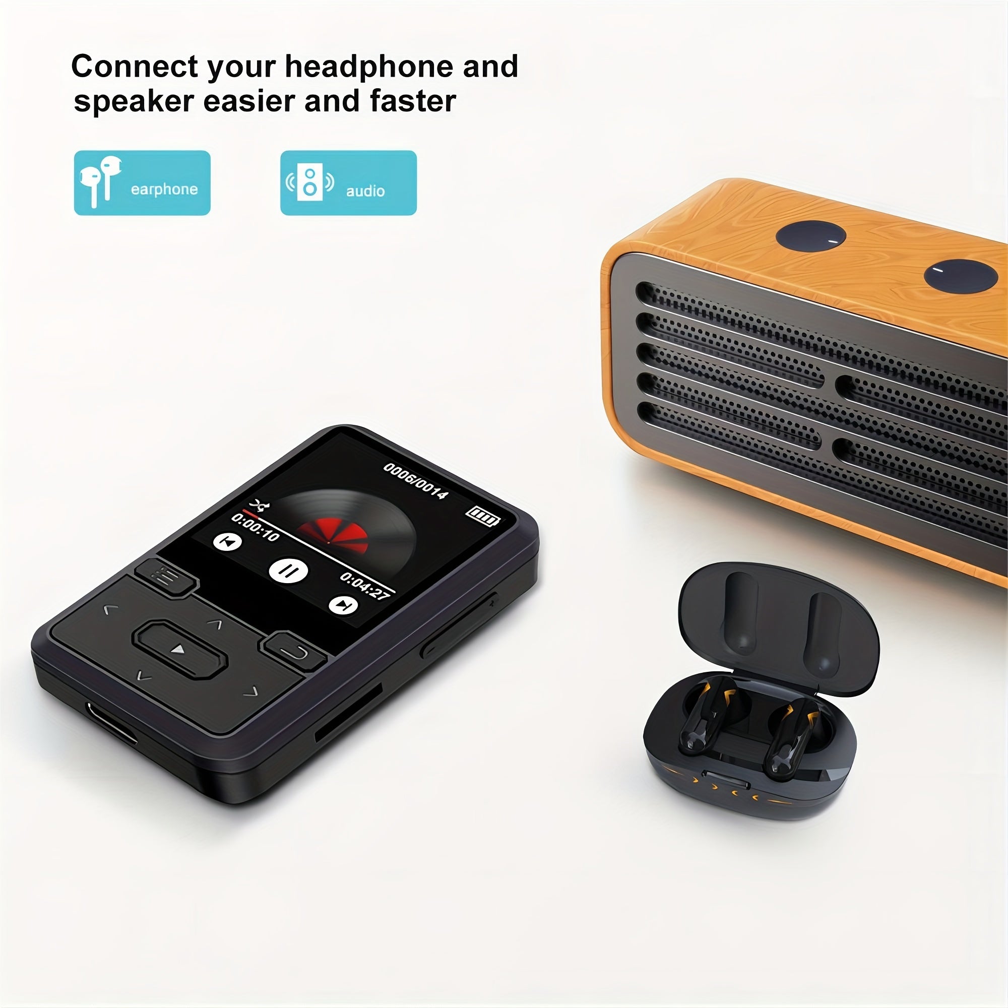 32GB Mini Portable MP3 Player - Exceptional High-Fidelity Sound, FM Radio, Voice Recorder, E-book