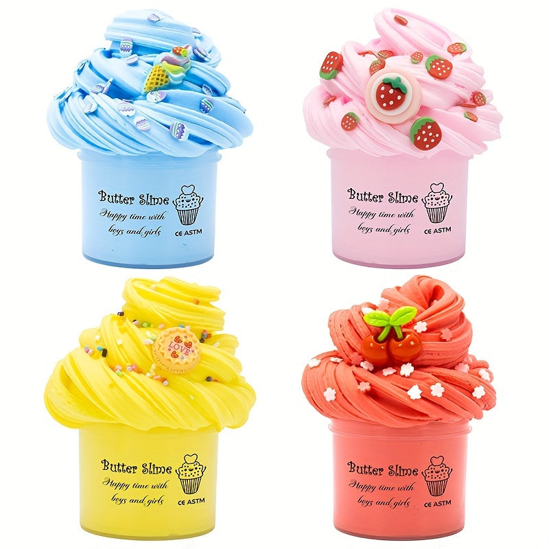 1pc 2.37oz Strawberry Cherry Cake Ice Cream Butter Slime, Super Soft And Non-Sticky Slime Party Favors, Slime Toys, Christmas Gifts
