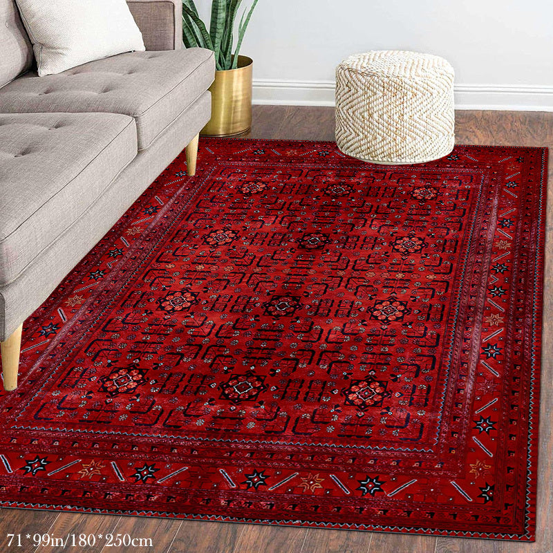 1pc Bohemian Pattern Velvet Mat, Polyester Fiber 100.00%, Machine Washable, Versatile for Living Room, Bedroom, Balcony, Indoor/Outdoor Use, Rugs for Living Room