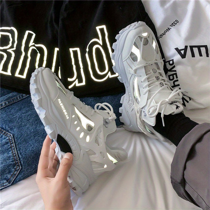 [1 Pair Men'S Cloud Pattern Sneakers] Round Toe Lace-Up  Athletic Sneakers, Sports , Breathable Fabric