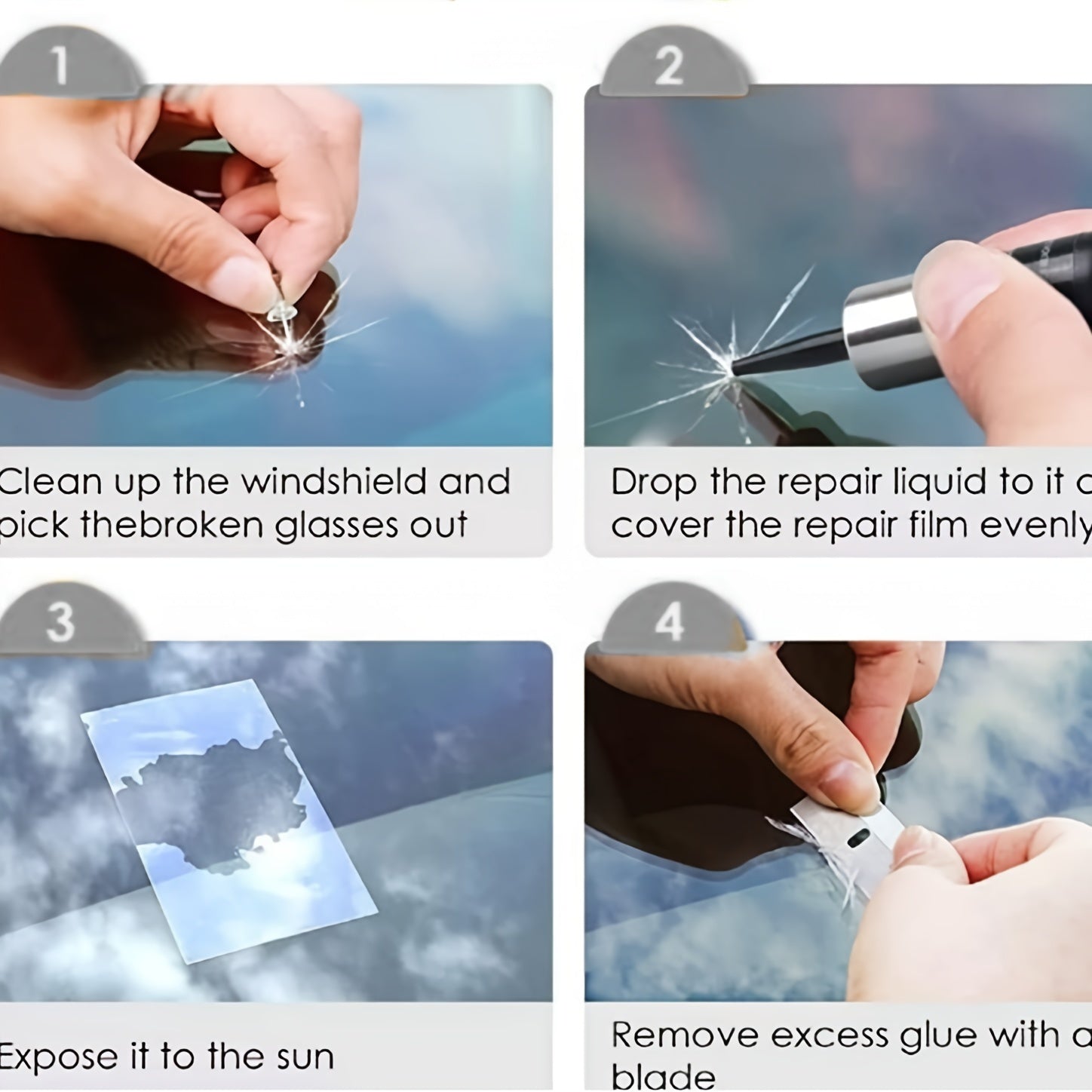 Windshield Crack Repair Kit, Windshield Repair Kit For Chips And Cracks, Car Window Glass Liquid Repair Set, Cracks Gone Glass Kit Automotive Windscreen Tool For Fixing Chips, Glass Repair Fluid