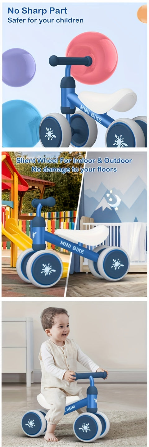 Baby Balance Bike Toys for 1 Year Old Boy Girl Gifts, 10-24 Month Toddler Balance Bike with 4 Silence Wheels, No Pedal Toddler First Bike, First Birthday Gifts Christmas for Boys and Girls