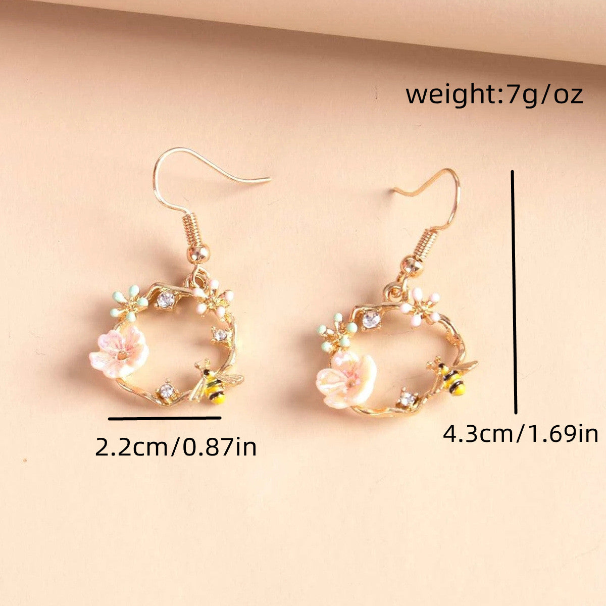 Korean fashion bee wreath Silvery needle earrings, fairy shell flower earrings