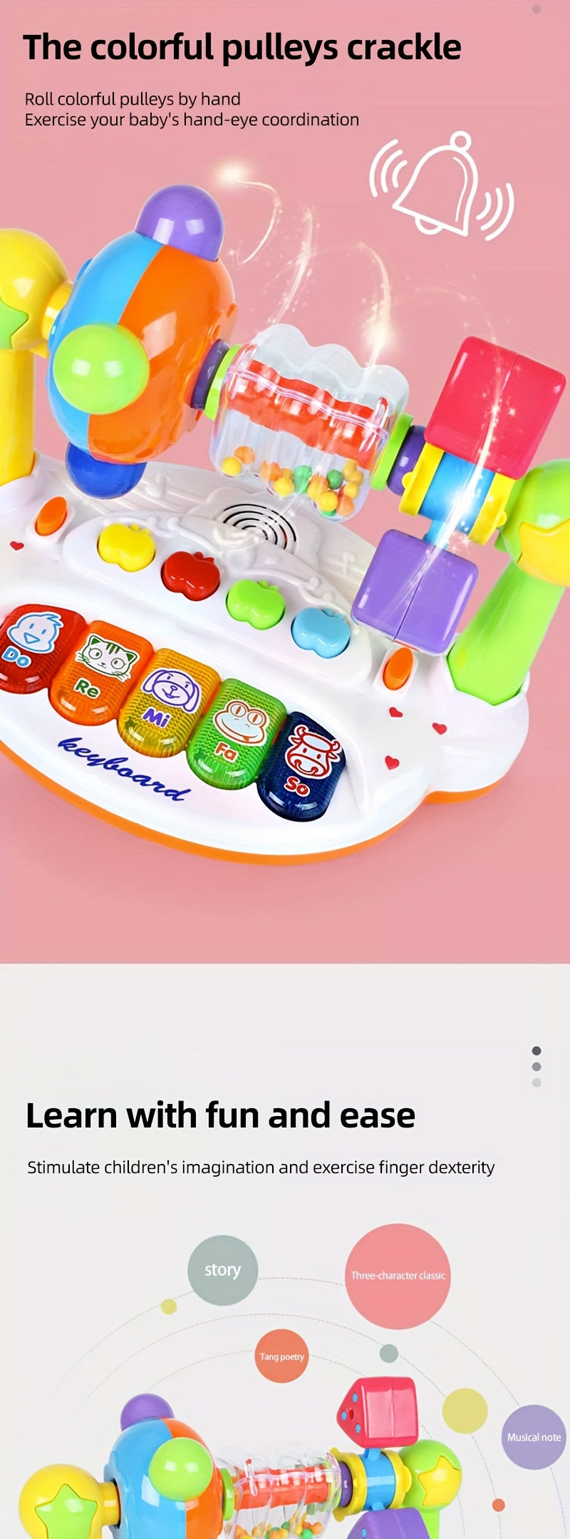 Attractive and educational piano keyboard toys, pre-loaded songs and lights for early learning and development Halloween Christmas Gift