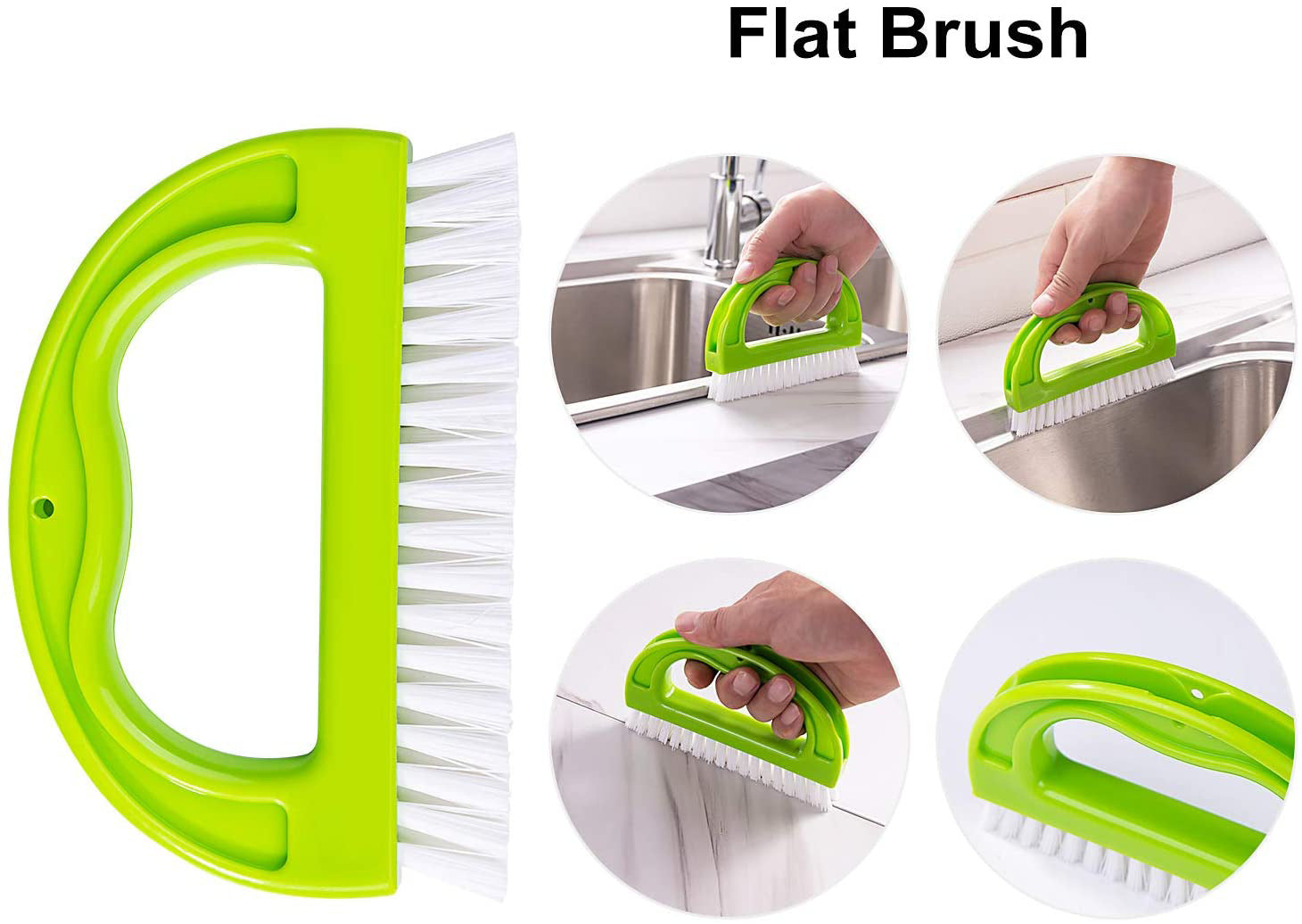 4pcs Grout Cleaning Brush Set with Handle - Durable Nylon & Food-Grade PP, R
