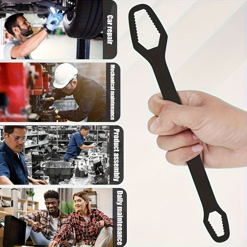 Heavy Duty Metal Ratchet Wrench Set - Double-Ended Torque Wrench with Self-Locking Mechanism, 6/9 Inch, Black, for Auto & Bicycle Repair, Tool for Automotive, Bicycle