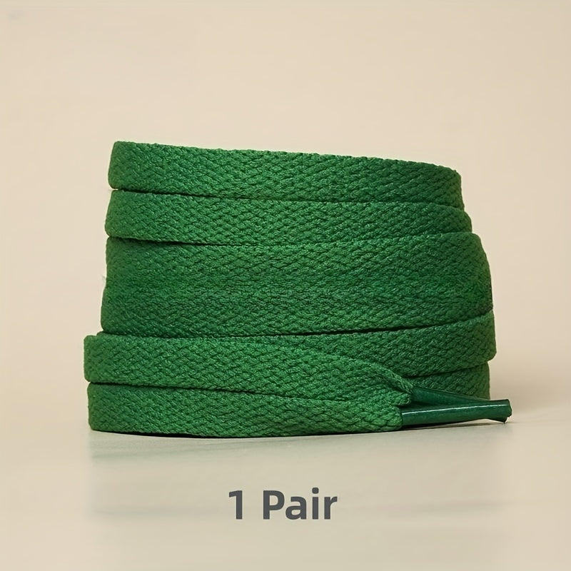 1pair Color Shoelaces Flat Sneakers Canvas Sports Shoelaces, Available In Multi Colors, Matching Use For Men Women