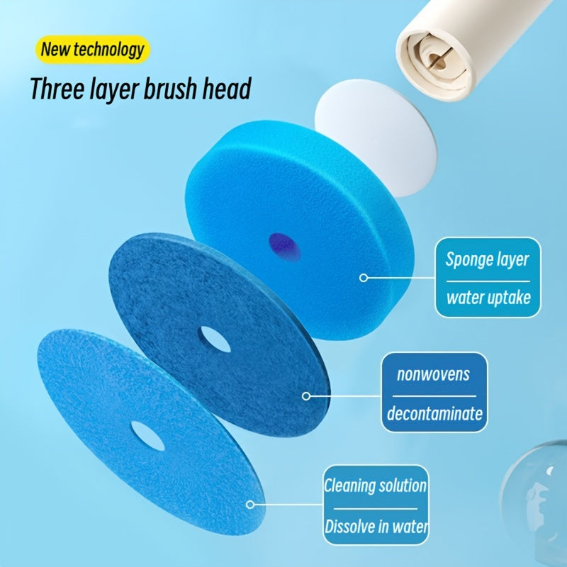 1 Set With 24 Brush Heads, Or Separately Equipped With 32 Brush Heads And 4 Aromatherapy Sticks, Disposable Sponge Brush Heads With Cleaning Solution, Plastic Toilet Brush, Toilet Brush Holder Set, Automatic Opening And Closi