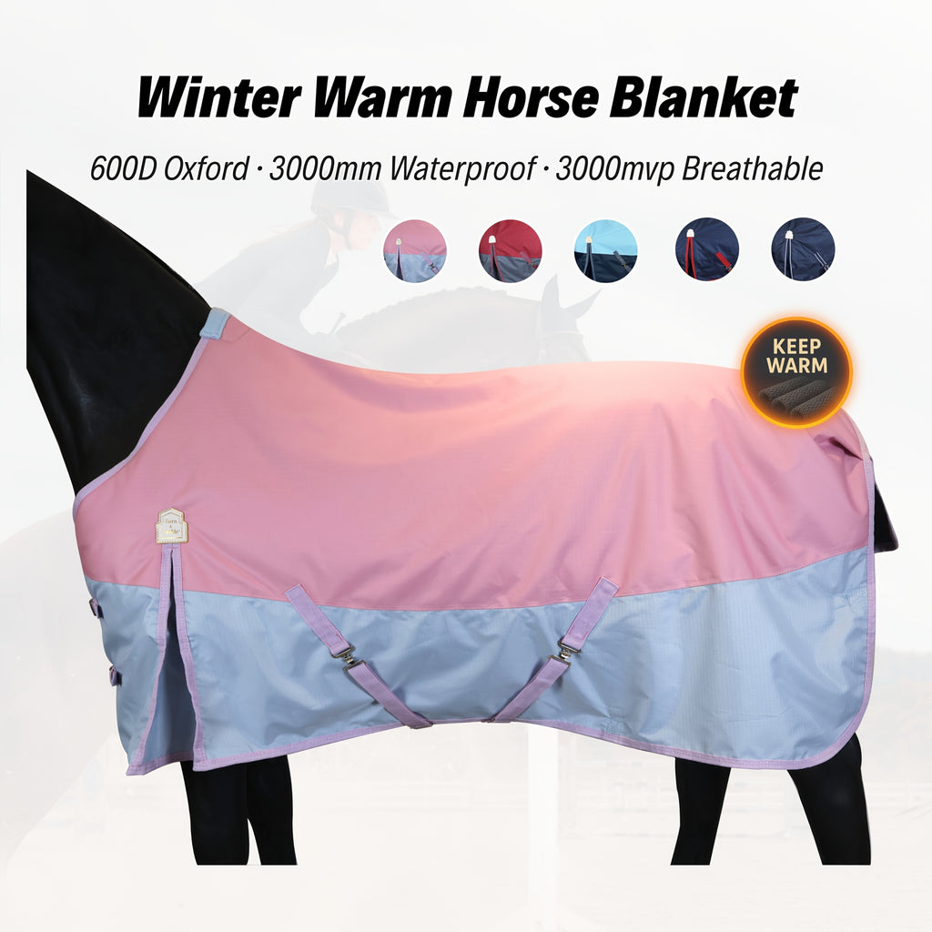 BARN & STABLE Heavy-Duty 600D Waterproof Horse Blanket - 3000mm/3000mvp Winter Turnout Rug with 200g Fill, & Adjustable Fit, All-Weather Horse Cover for Horses (Arabian, Thoroughbred, Shetland) - Durable Equestrian Gear, Hors