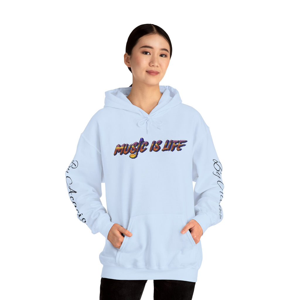 Music Is Life Hoodie — Colorful Watercolor Note Graphic Pullover