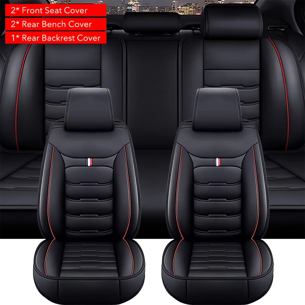 5-Seat Full Set PU Leather Car Seat Covers - Premium Comfort, Full Surround Protection