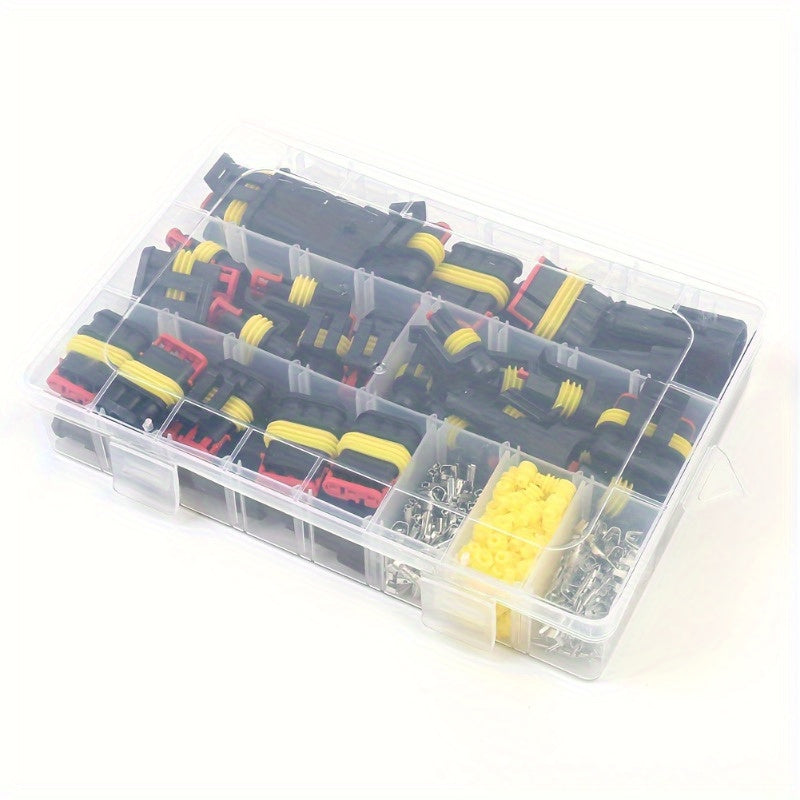 352pcs Waterproof Automotive Electrical Connector Kit - Durable 1/2/3/4 Pin Wire Plugs for Easy Car Repair & Maintenance
