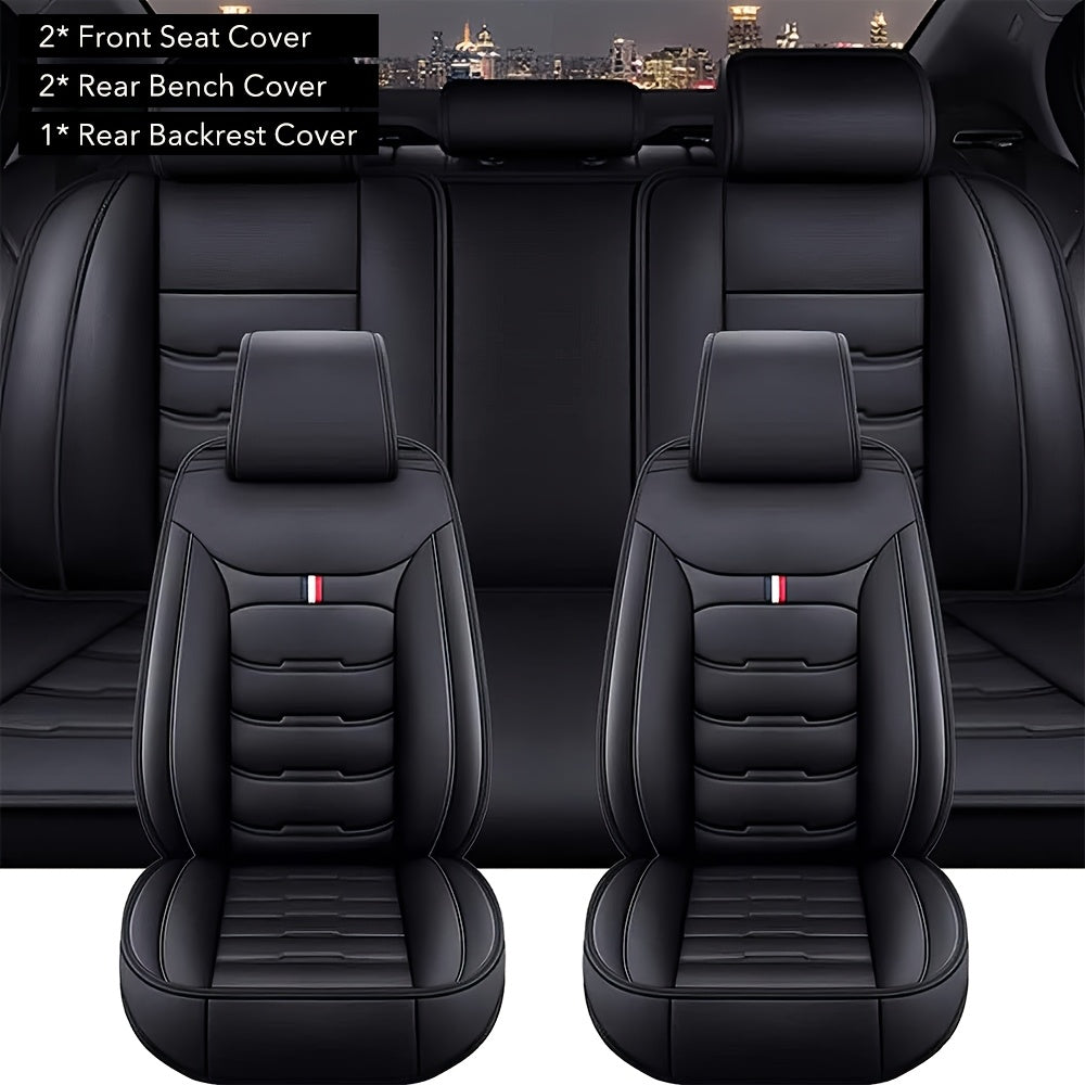 5-Seat Full Set PU Leather Car Seat Covers - Premium Comfort, Full Surround Protection