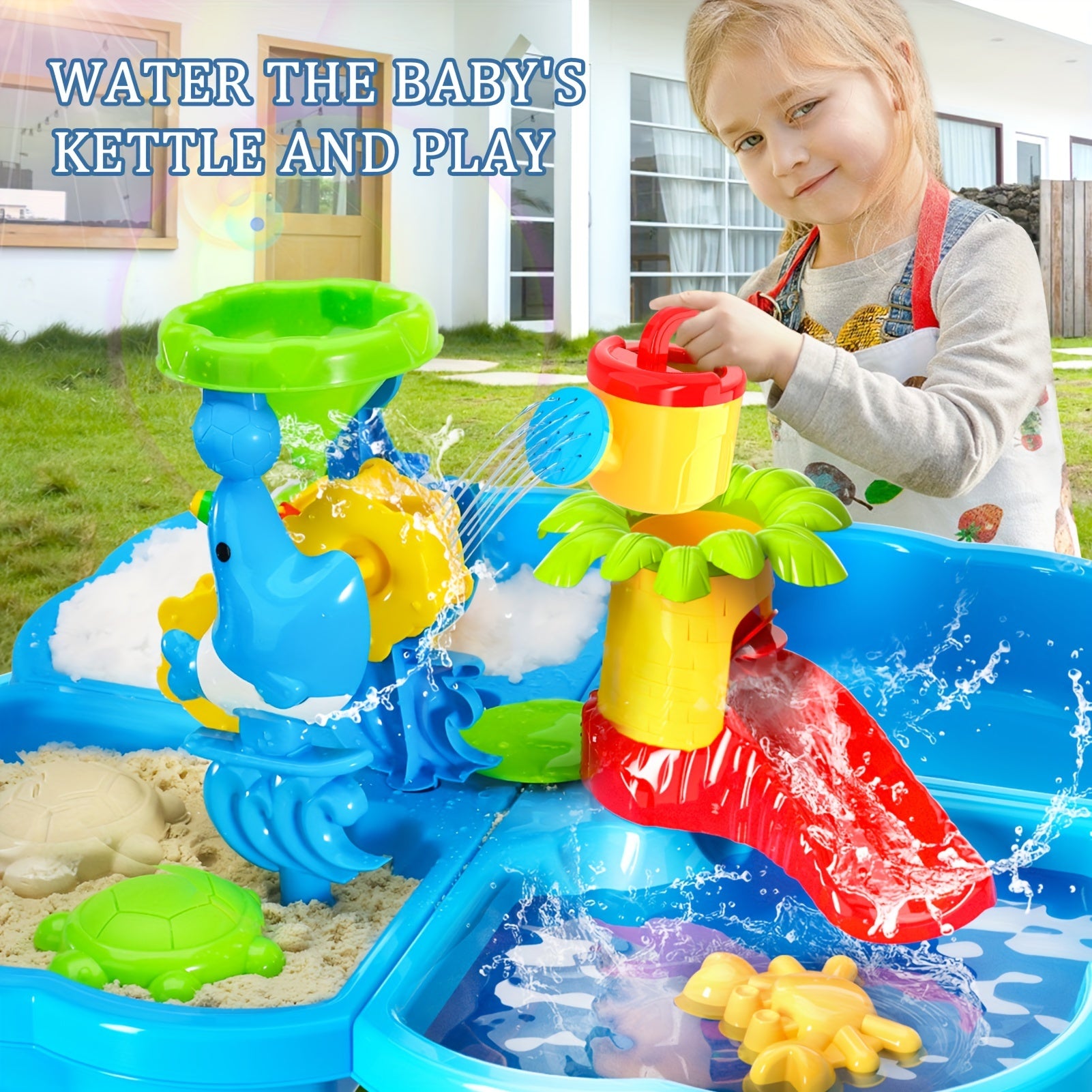 Water and Beach Four-leaf Clover Shape Table Toys, Summer Outdoor Activity for Youngsters Youngsters Boys and Girls