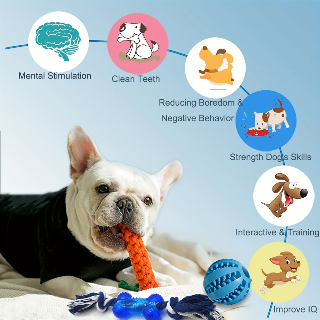Dog Teething Chew Toys - 17 Pack Tough Small Medium Large Breed Puppy Toys, Dogs Rope Chew Toys Bundle for Boredom, Pet Interactive Squeaky Treat Dispensing Ball for Puppies