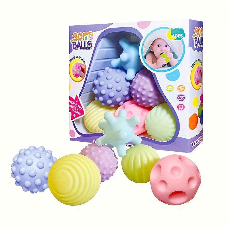 6pcs Soft Silicone Sensory Balls for Youngsters - Multi-Texture, Water Spray & Pinch Play Toys for Learning to Crawl and Fitness