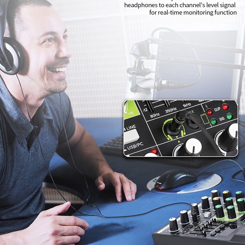 Professional Audio Mixer: Dual Microphone USB Rec DJ Console With The GT4 4-Channel Mixer, Built-in-Receiver, For Karaoke Stage Recording Studio! Eid Al-Adha Mubarak