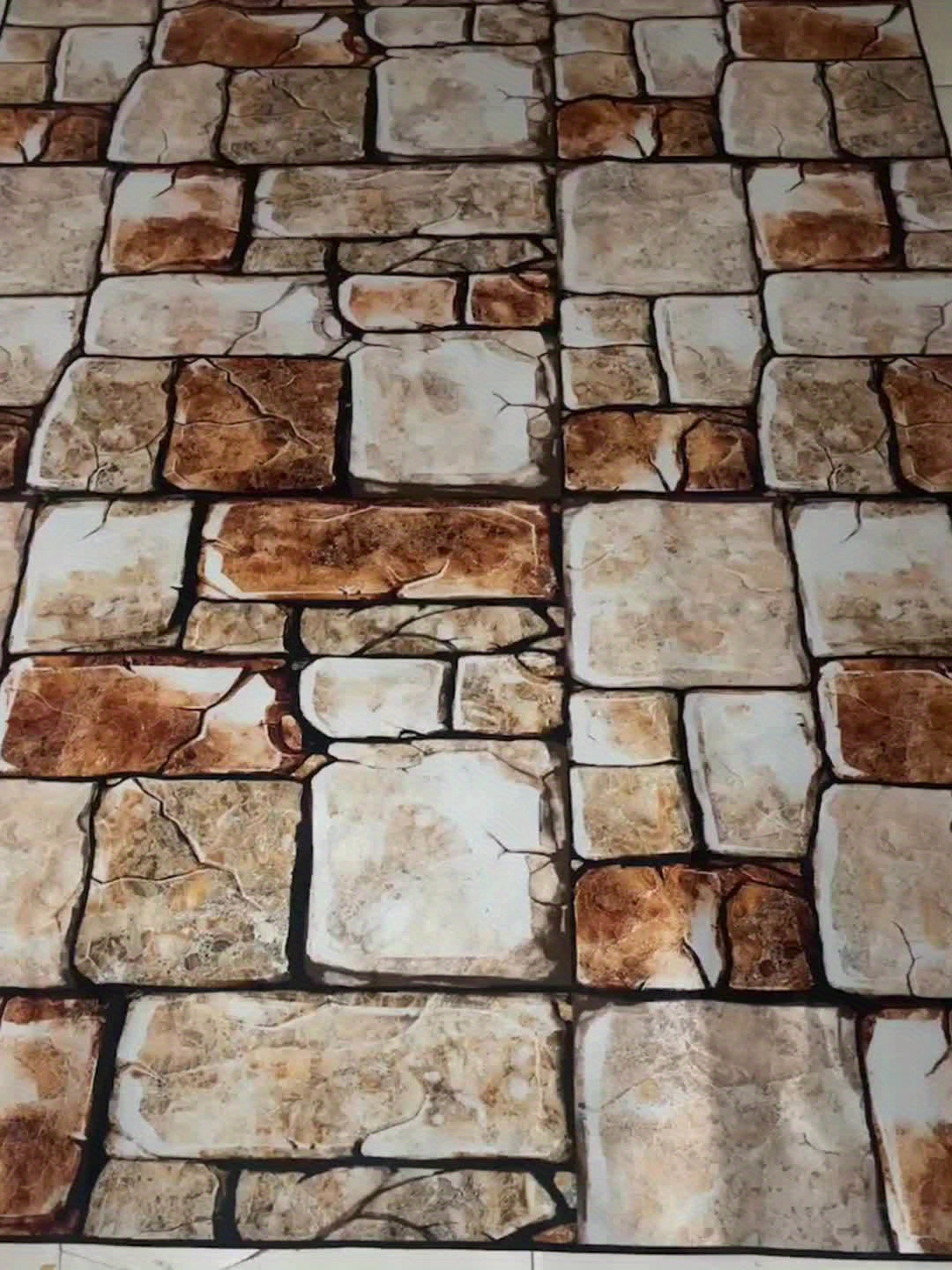 2025 New Large Stone Pattern Outdoor Rug - Non-Slip, Machine Washable, Absorbent Rectangular Mat For Patio, Garden, RV Camping - Durable Polyester, Indoor/Outdoor Use, Holiday Decor Rug | Natural Look Mat | Nonslip Backing, P