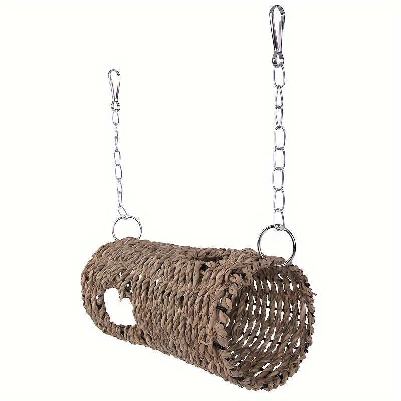 1pc Wooden Bird Toy with Rope, Parrot Hamster Honey Pouch Glider Shelter, Water Grass Escape Passage, Summer Shade Climbing Biting Toy, Parrot Toys