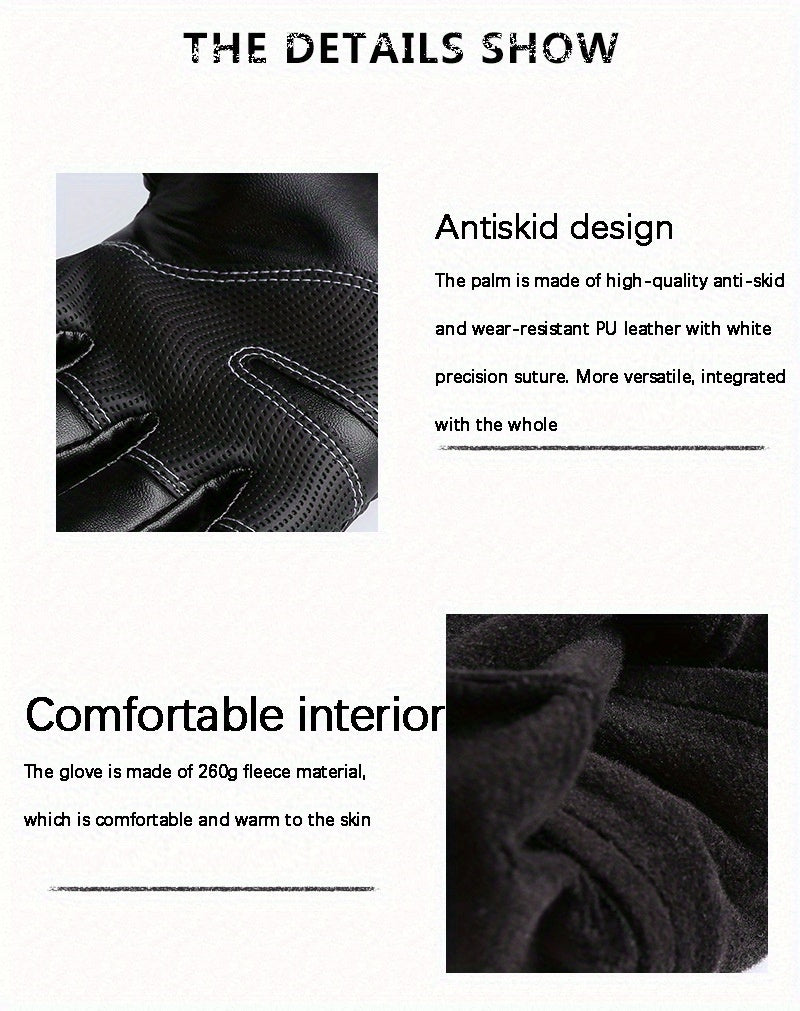 Winter Men Women Cycling Bike Gloves Full Finger Warm Fleece Cold Snow Gloves Windproof Anti-slip Touch Screen Ski Outdoor Sports Gloves