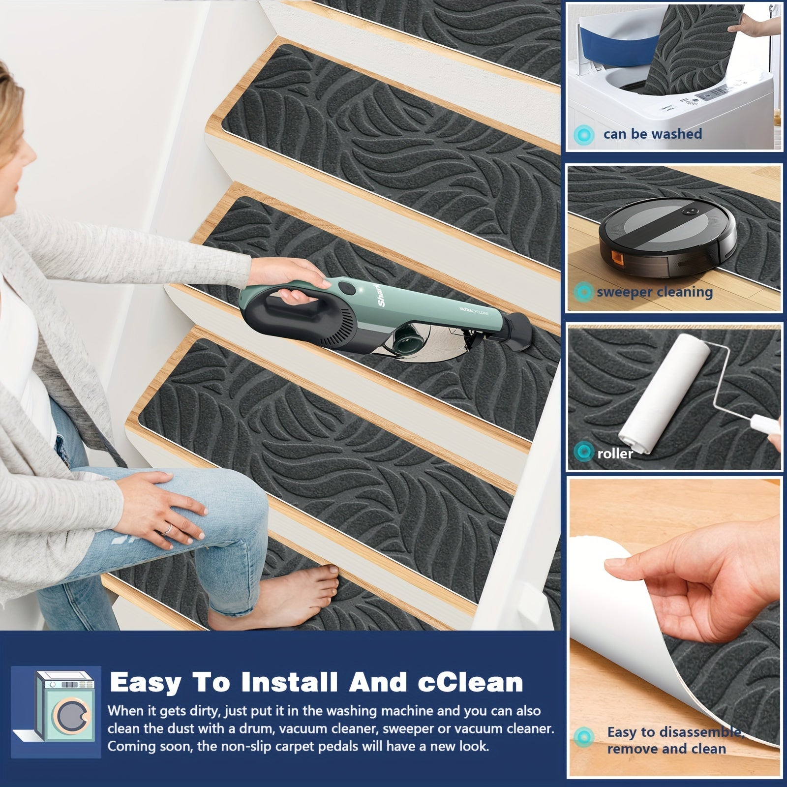 7/15pcs Stair Treads, Reusable Carpets, Durable Stair Runners, Washable Rugs, For Wood Step Pet Staircase Home Room Supplies Spring Decor Gift
