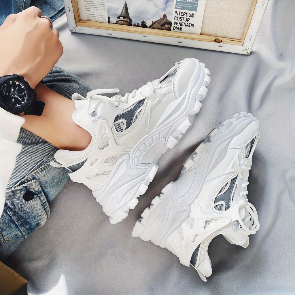 [1 Pair Men'S Cloud Pattern Sneakers] Round Toe Lace-Up  Athletic Sneakers, Sports , Breathable Fabric