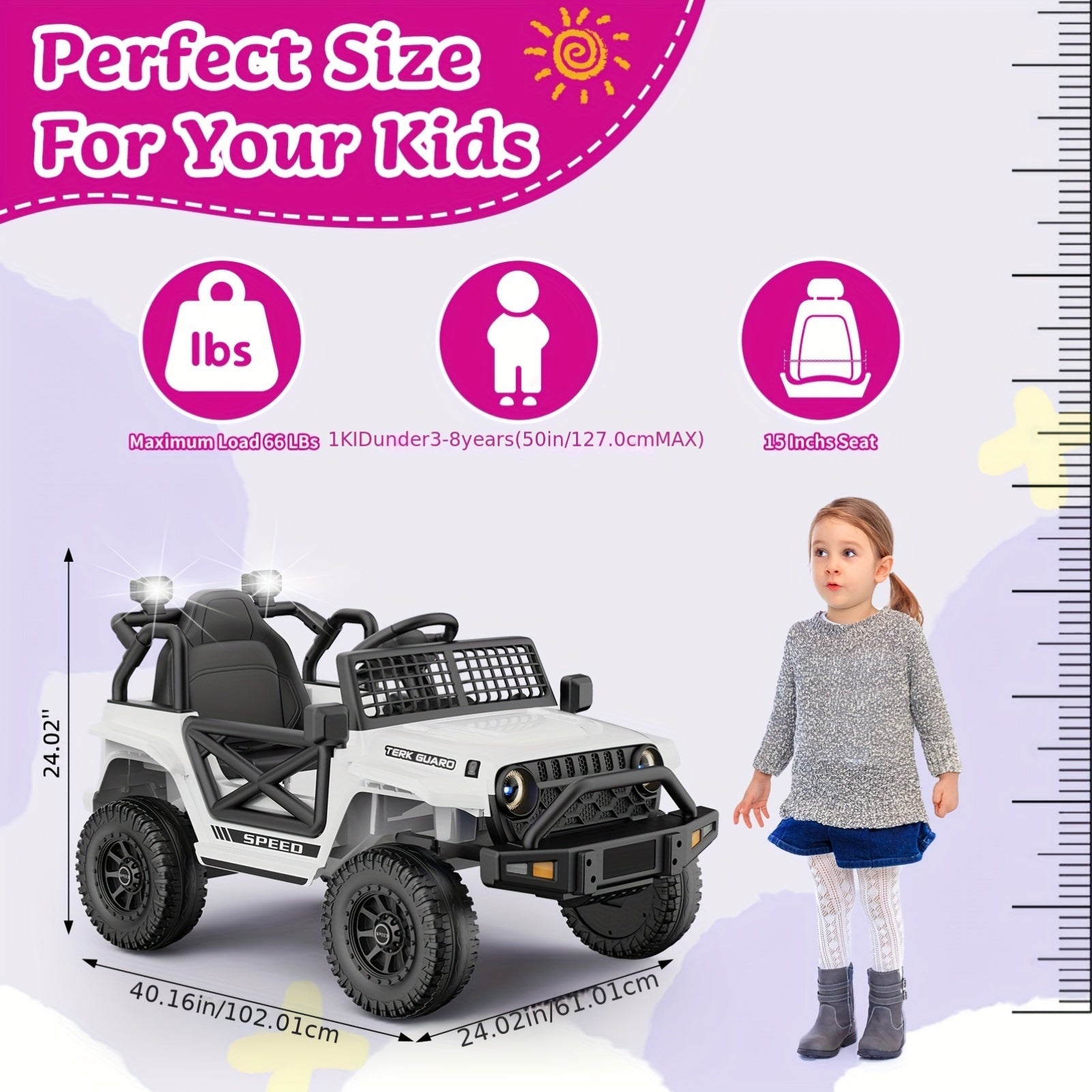 Kids Electric Ride On Truck Car, 12V Electric Ride On Toys, Spring Suspension, Music