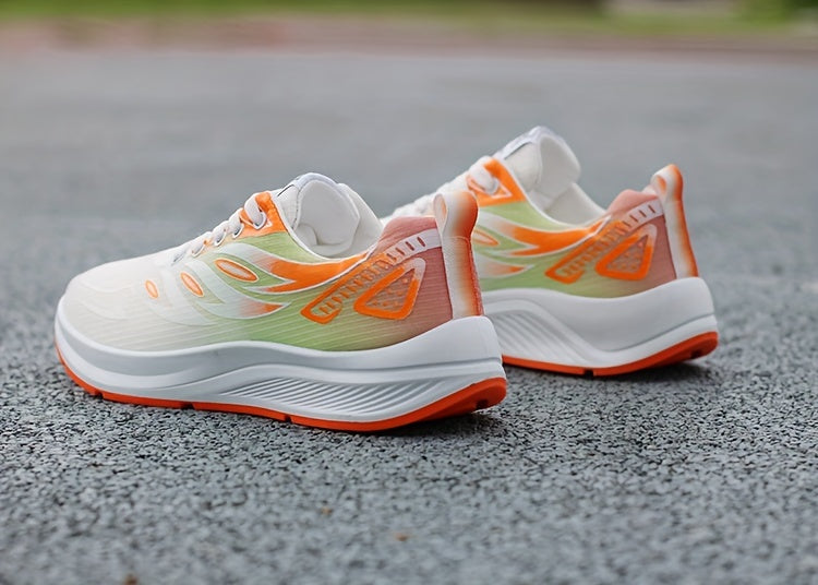 Men'S Fashion Sneakers - Breathable Mesh Upper, Non-Slip Rubber Sole, EVA Insole, Round Toe, Lace-Up Closure, Striped Pattern, Casual Sports Shoes for Spring, Summer, Fall