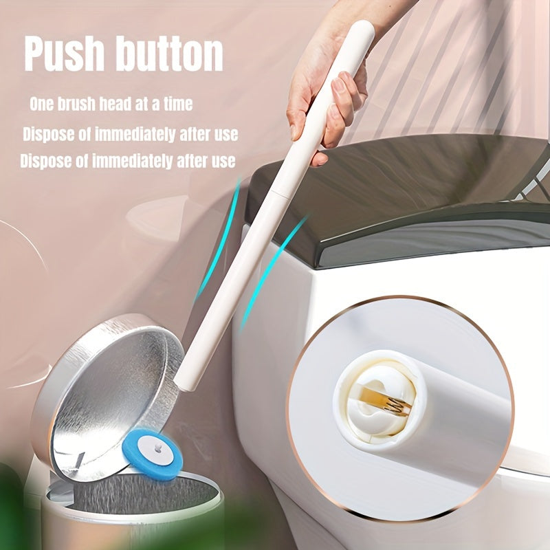 1 Set With 24 Brush Heads, Or Separately Equipped With 32 Brush Heads And 4 Aromatherapy Sticks, Disposable Sponge Brush Heads With Cleaning Solution, Plastic Toilet Brush, Toilet Brush Holder Set, Automatic Opening And Closi