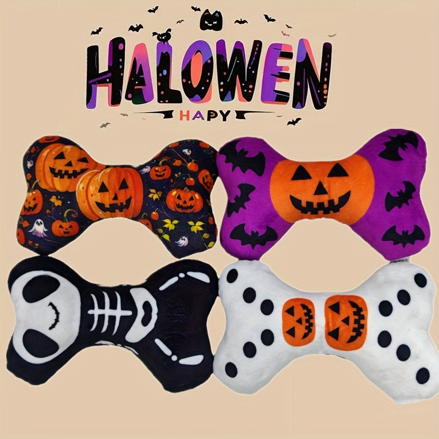 Halloween-Themed Squeaky Dog Bone Toy -