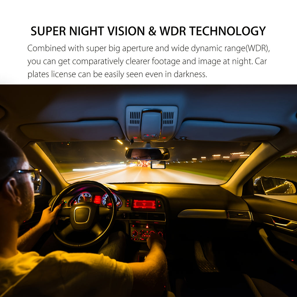 HD 1080P Night Vision Dash Cam - CAR DVR Car Video Recorder - Front And 720P Rear Camera Vehicle Black Box Driver Recorder