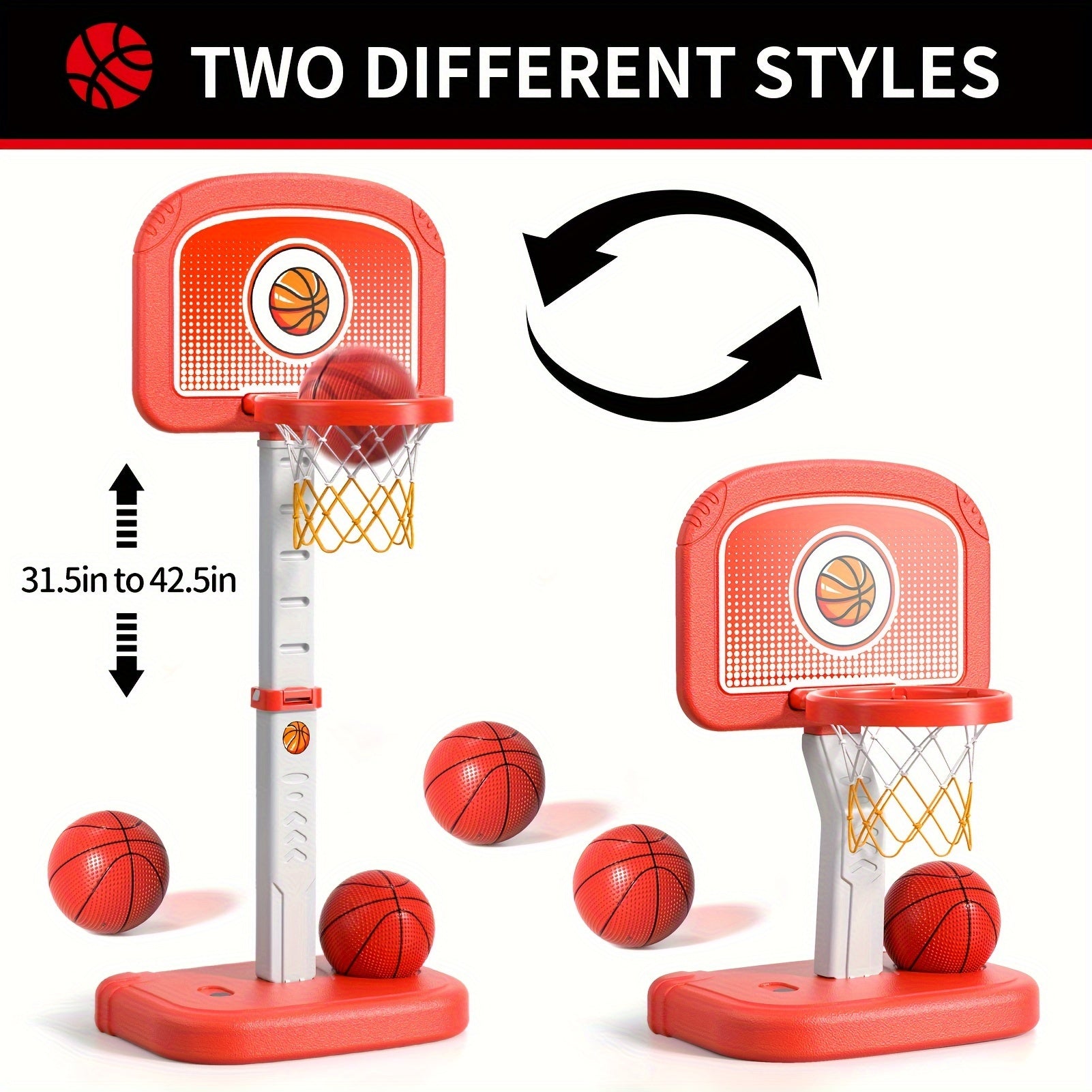 Swimming Pool Basketball Hoop Outdoor Toys with 4 Balls, Basketball Hoop Indoor Outdoor Toys Gifts for 3 4 5 6 7 8-12 Year Olds Boys Kids