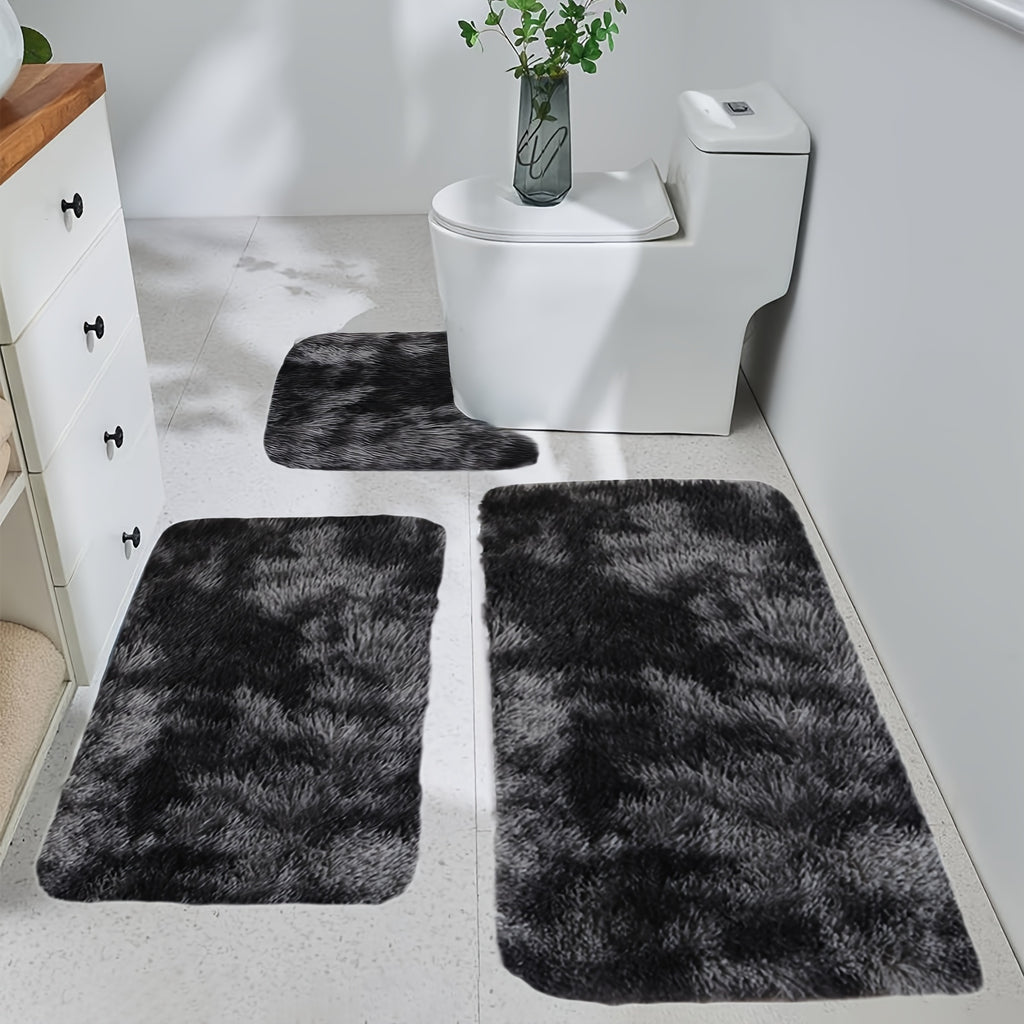 New Mixed Color Bath Mats, Whole Room Bath Rugs, Tie-Dye 3/4/5/6pcss Toilet Mats Universal Soft Bathroom Rugs Sets 3/4/5/6pcs Water Absorption Bathroom Carpet Set, Non Slip Bath Rugs Set, Thick Machine Washable Easy to Dry Da