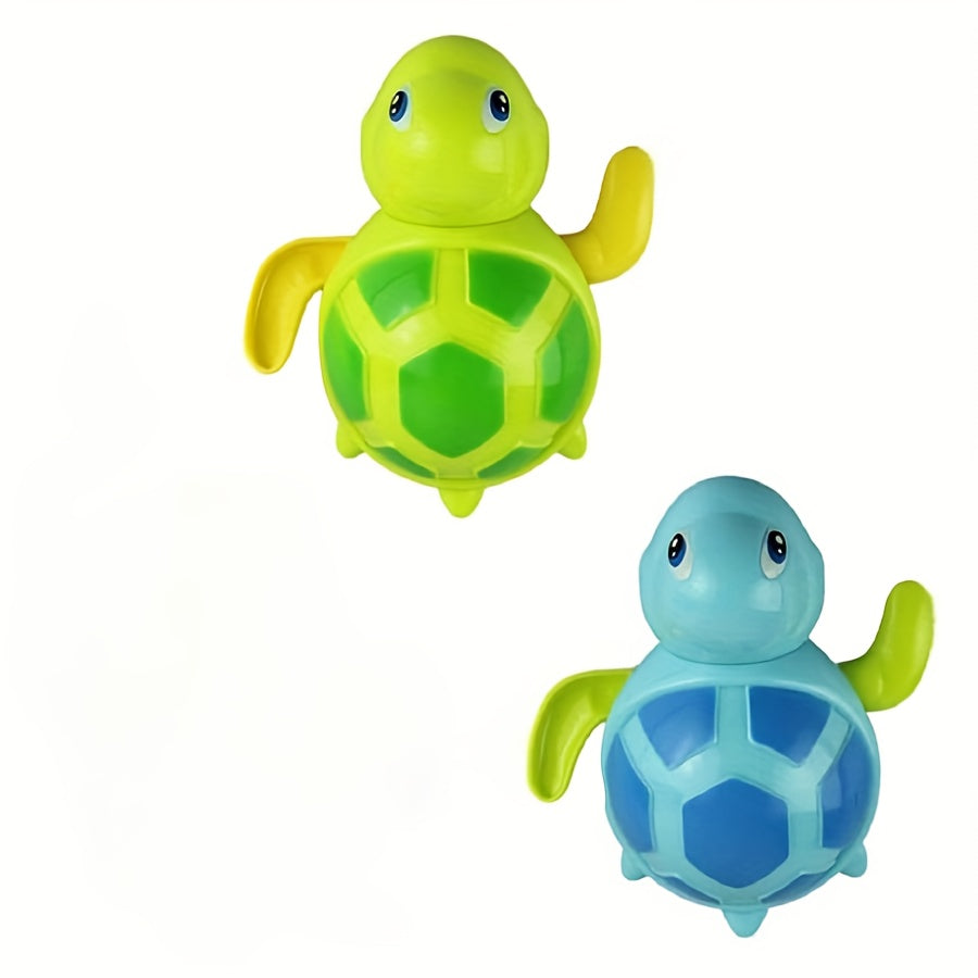 3pcs Wind-Up Swimming Turtle Toys for Youngsters - Cute Water Play Bath & Pool Toys, Durable PP Material in Sky Blue, Yellow, and Grass Green