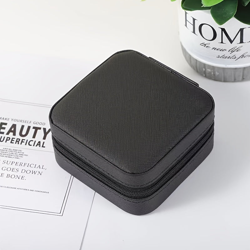 ZFOCEAN Portable Jewelry Organizer Box with Zipper Closure - Compact Travel Case