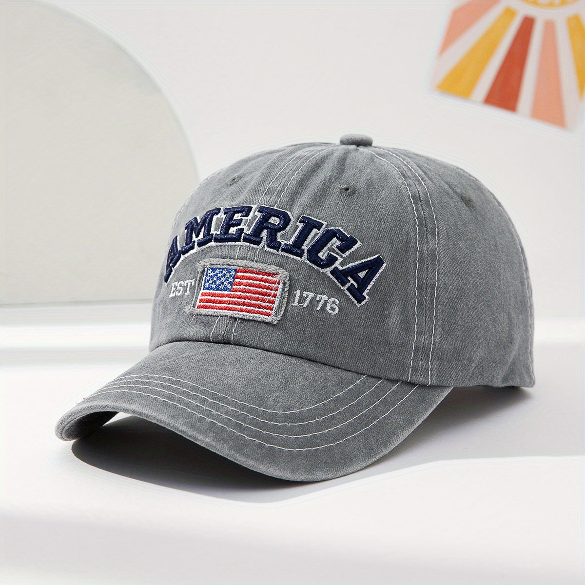 Europe And The United States Style Embroidered National Flag Lettered Baseball Cap Fashionable Casual Sun Hat