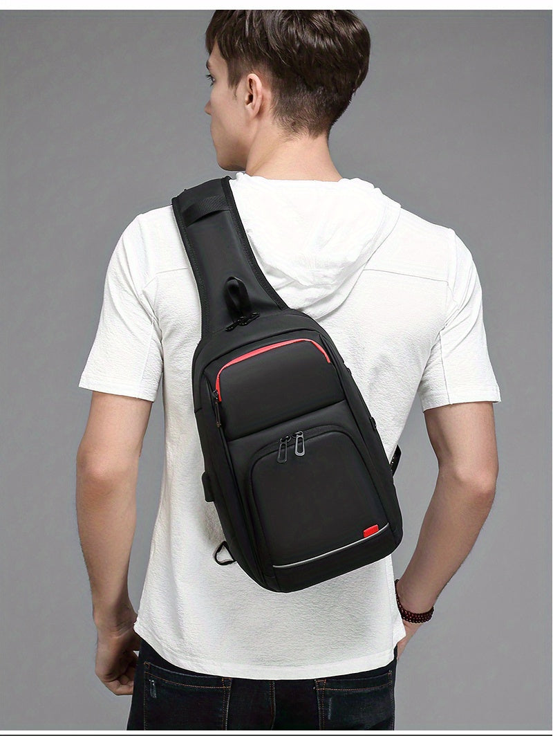 ReSilvery New Men's Chest Bag Business Single Shoulder Bag Large Capacity Crossbody Bag Breathable Casual Sports Bag