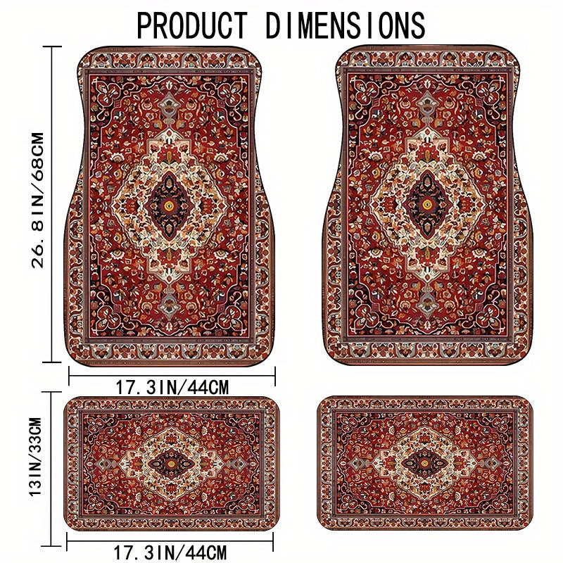 Set of 4 Universal Vintage Moroccan Car Floor Mats,