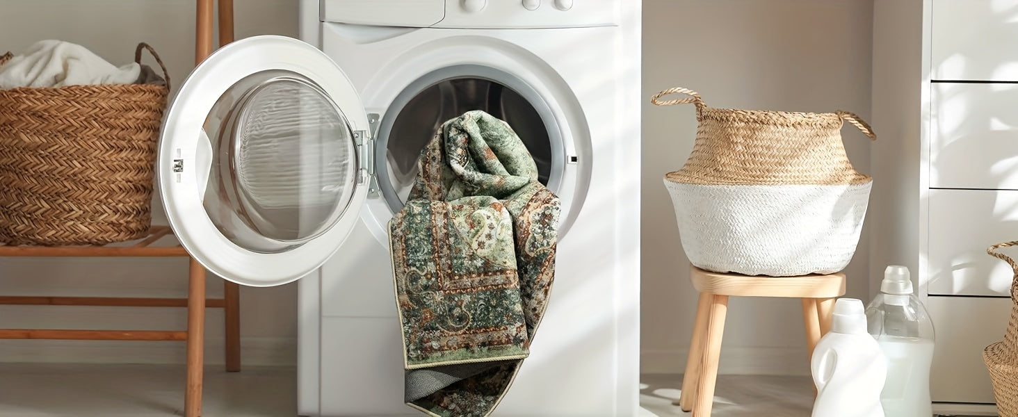 Large Living Room Carpet in Bohemian Style - Imitation Cashmere, Soft, And Washable Mat for Dining Rooms, with Anti-Slip Backing Suitable for Offices And Bedrooms. Ideal for Home Decoration, Including Green Bathroom Rugs