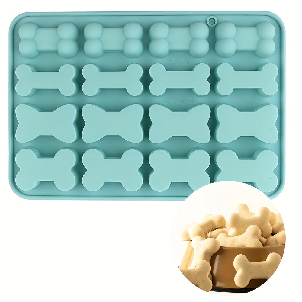 Silicone Bone Mold Set: 16 Cavity, 4 Bone Shapes, Reusable, Non-Stick, Suitable for Chocolate, Cake, Candy, Jelly, Ice, Pet Treat Toys - Christmas, Halloween, Easter, Hanukkah, Thanksgiving