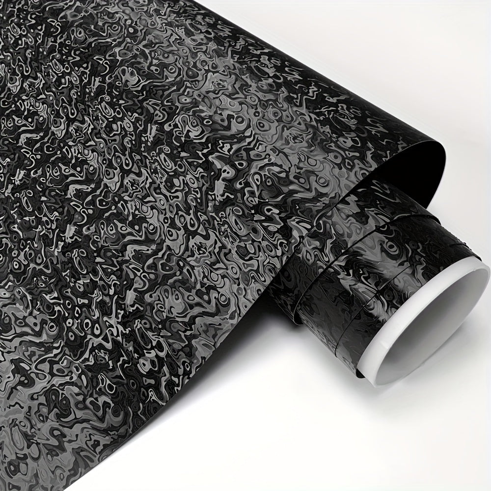 50x150cm Black Ghost Pattern PET Vinyl Wrap Roll - Premium Self-Adhesive,