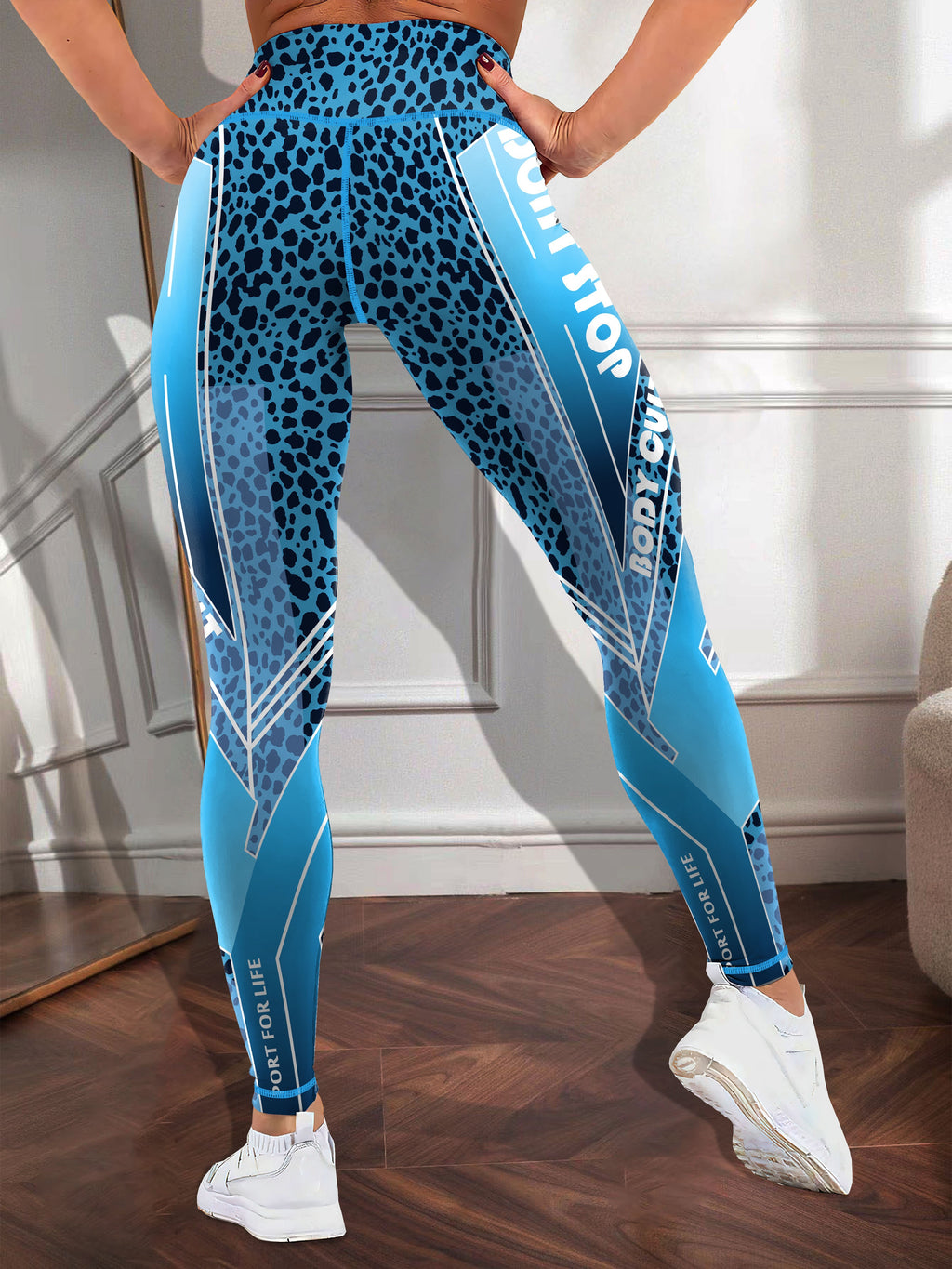 Breathable Stretchy Women's Fashion Color Block Splash Print Yoga Pants, Striped Print Butt Lifting Yoga Workout Running Sports Leggings